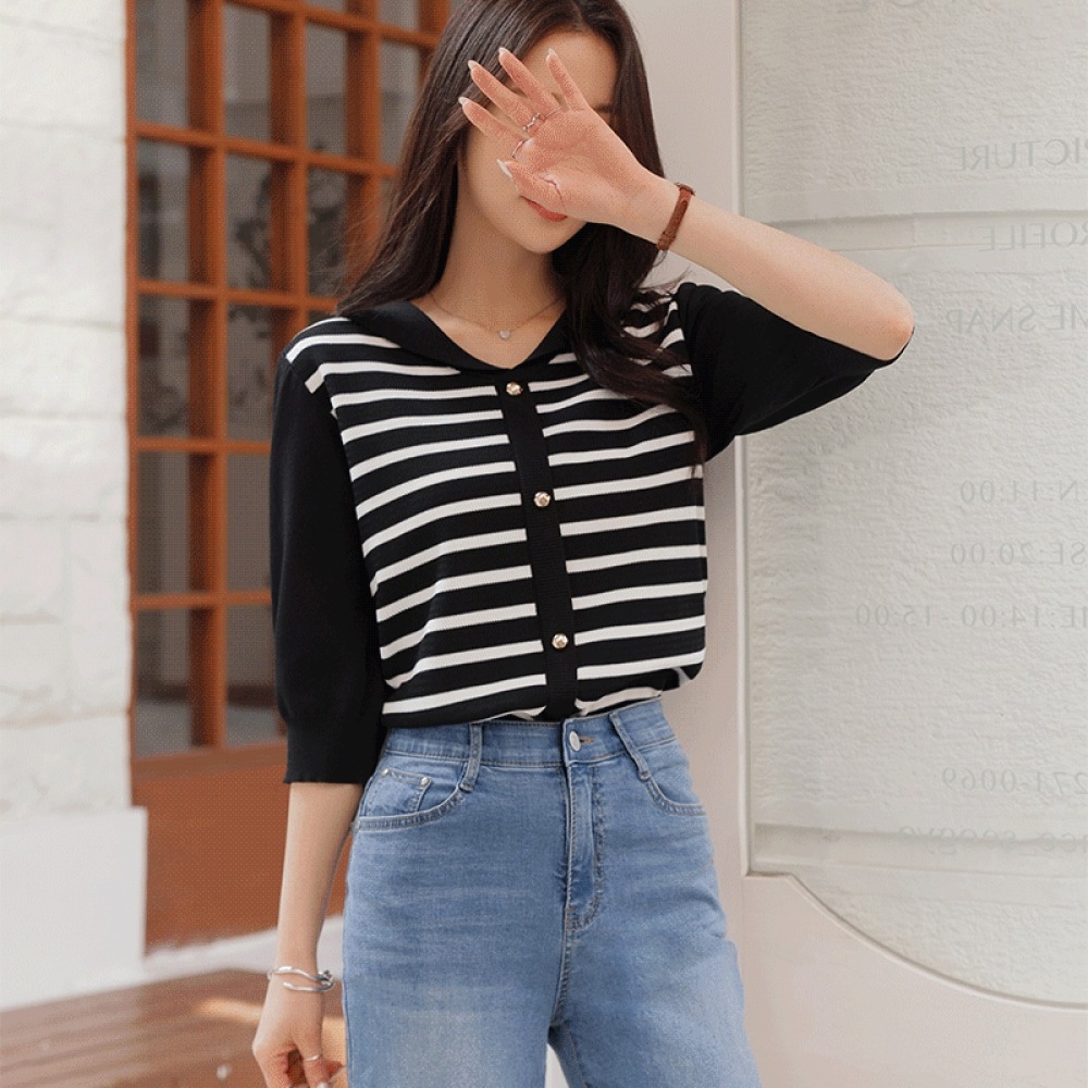 クリックアンドファニー モンビスコース ストライプニット 6,335円