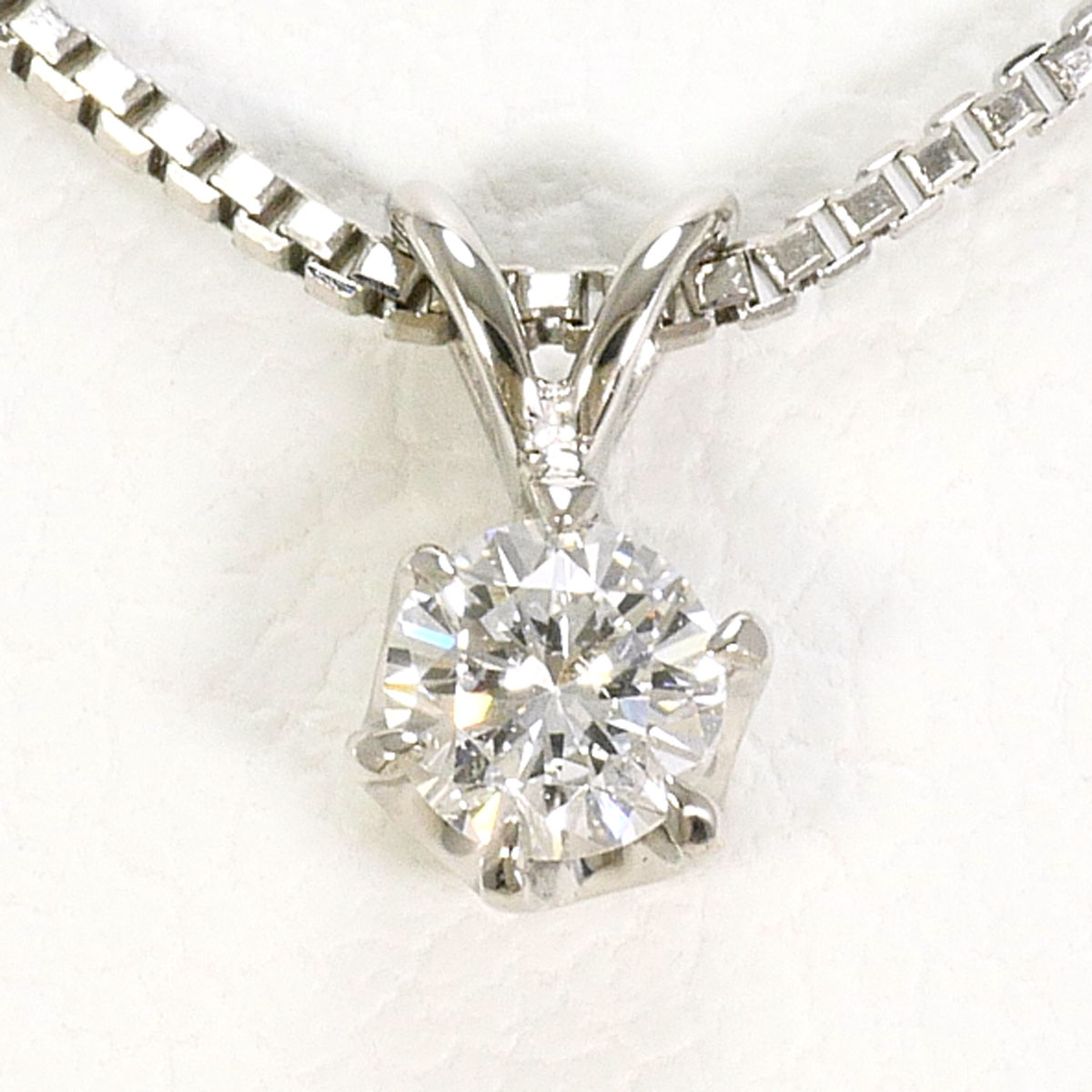 PT900 プラチナ ネックレス ダイヤモンド 0.107ct 総重量約2.6g 約39cm 中古