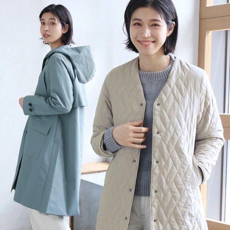 ライナー付き 撥水コート レディース フード付きコート 3WAY キルティングライナー 中綿ライナー フード付き コート 秋コート 秋アウター ライナー付きコート 撥水加工 スプリングコート 春 秋