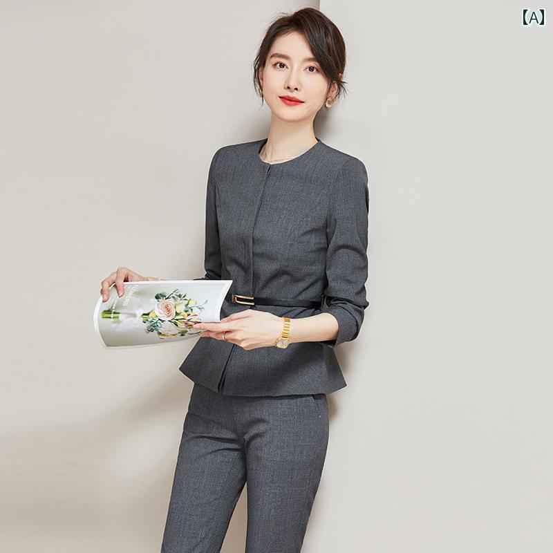 ビジネス　スーツ　ジャケット 女性用 グレー スーツ ジャケット 面接用 プロ スリムフィット 小さい サイズ 高級 フォーマルスーツ 春秋 作業着