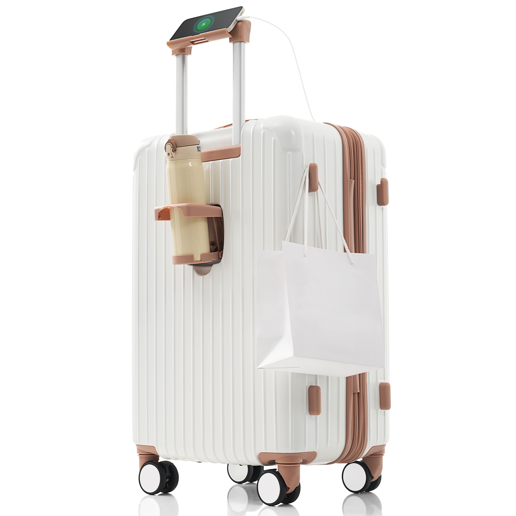 【国内発送】785スーツケース Sサイズ ストッパー付き USBポートキャリーバッグ キャリーケース スマホスタンド ドリンクホルダー TSAロックかわいい 2日 3日 小型 おしゃれ 軽量 大容量
