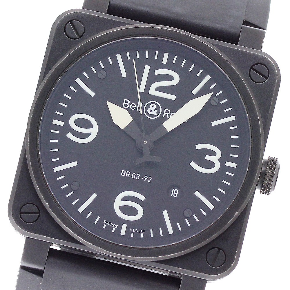 ベル＆ロス Bell＆Ross BR03-92-S アヴィエーション ミリタリー デイト 自動巻き メンズ 保証書付き_949409【中古】