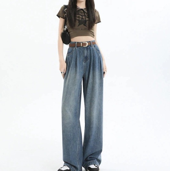 ワイドパンツ レディース ハイウエスト お腹 薄手 韓国ファッション