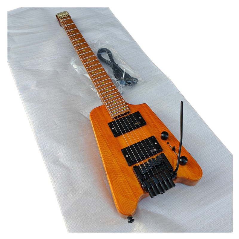 ナチュラル6弦首なしエレキギターモミジの首を灰身で焼く銅ナット アクティブピックアップ BJ 722