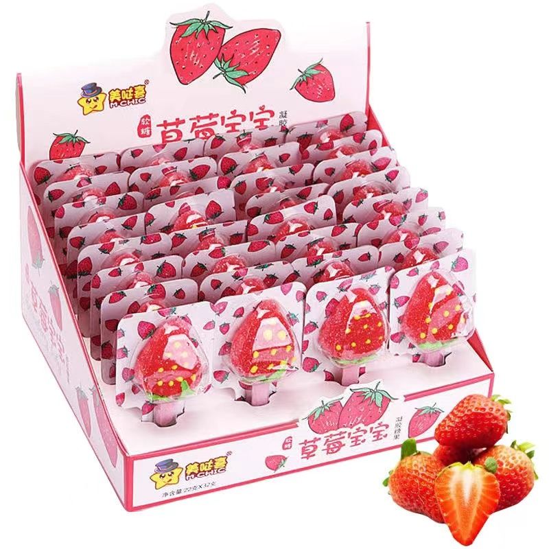 962Pcs 子供向け漫画フルーツ味グミロリポップスナック串キャンディイチゴ型グミ g お玉 誕生日プレゼント 子供の贈り物