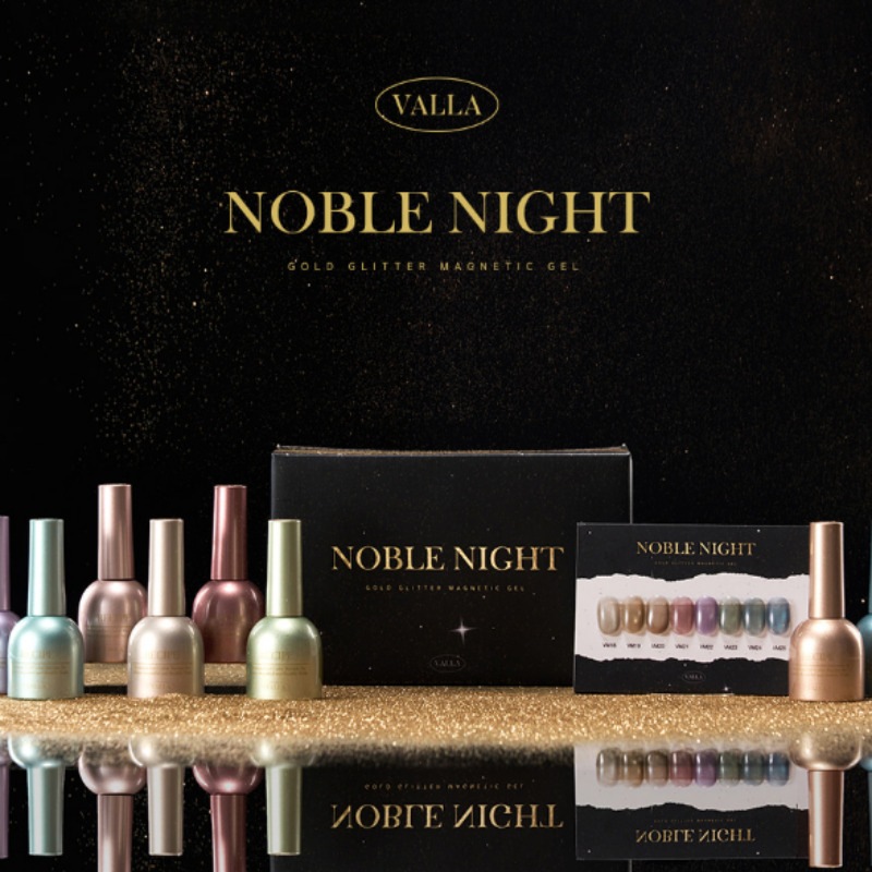 VALLA / NOBLE NIGHT 8 SET / GOLD GLITTER MAGNETIC GEL