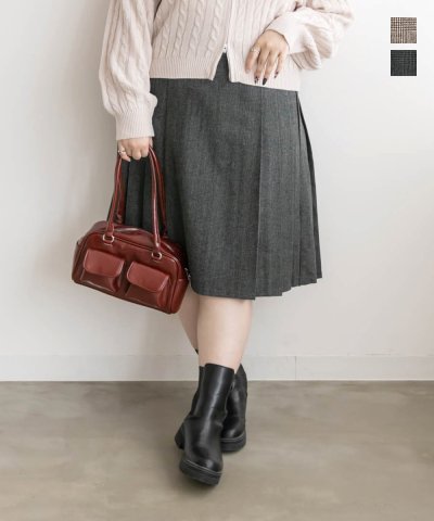 大きいサイズ レディース LL 3L 4L XL XXL XXXL グレンチェックミドルスカート
