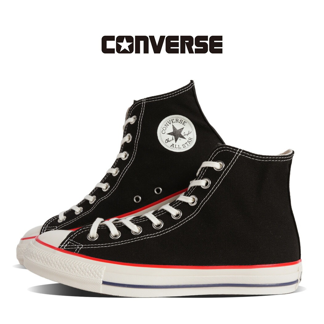 CONVERSE コンバース ALL STAR AGED TC HI オールスター エイジド ハイカット スニーカー BLACK ( 黒 赤 ワンポイント ライン メンズ レディース 31318200