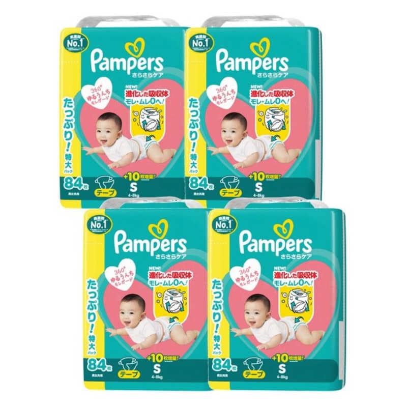 P＆G　(ケース販売) パンパース さらさらケア テープ ウルトラジャンボ S(4-8kg) 84枚×4個　PMサラテプUJSCS