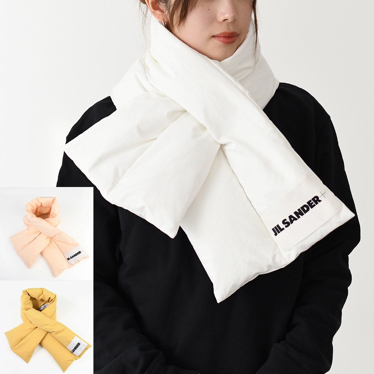 ダウン マフラー ダウンスカーフ ロゴ ラベル 秋冬 レディース ポリエステル J40TE0002 イエロー 人気 オススメ