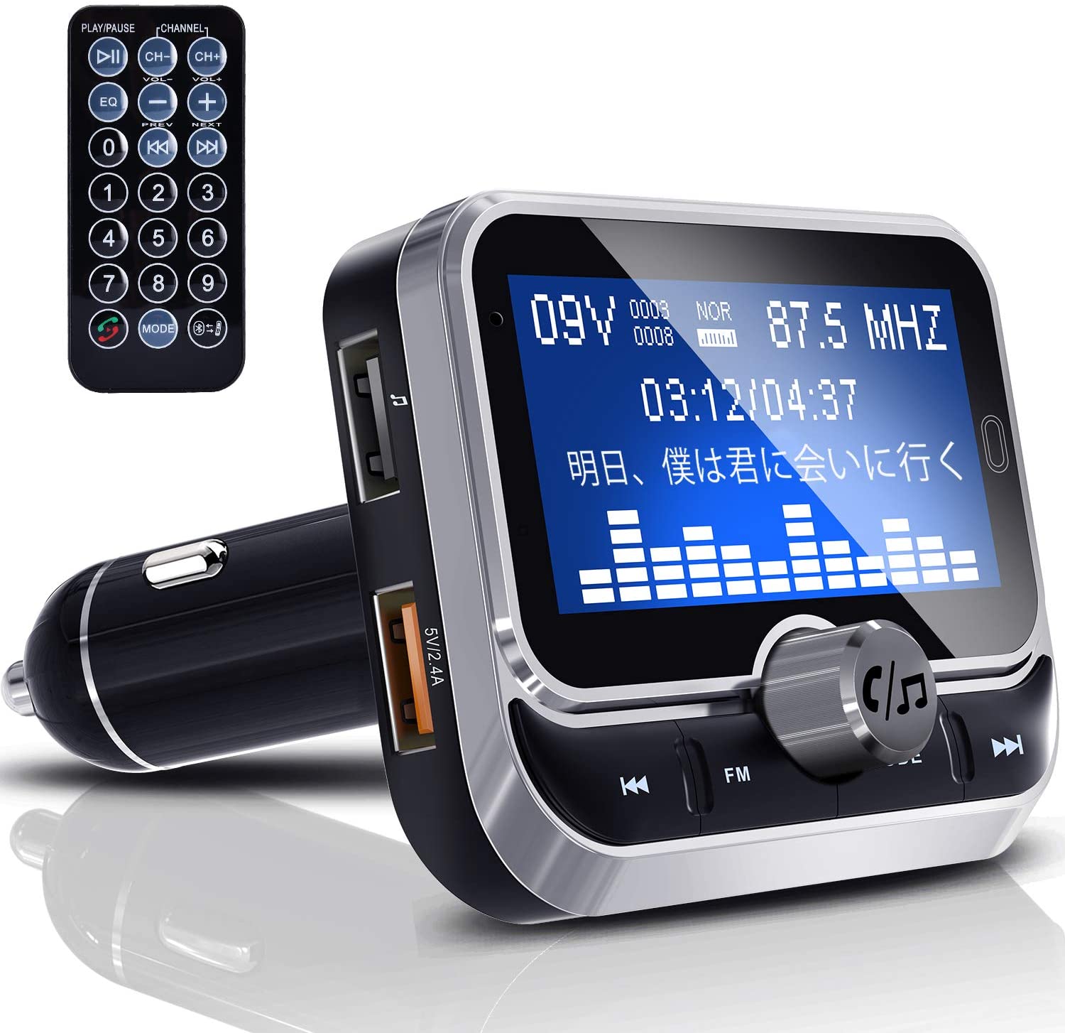 第2世代 Fmトランスミッター Bluetooth 高音質 ハンズフリー通話 有線接続aux In Out