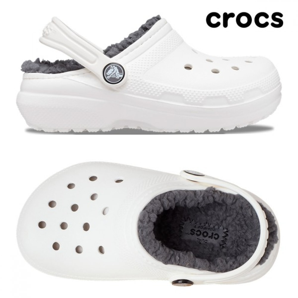 [クロックスシューズ] キッズ/アダルトクラシック裏地付きクロッグ K ホワイト 207010-10M