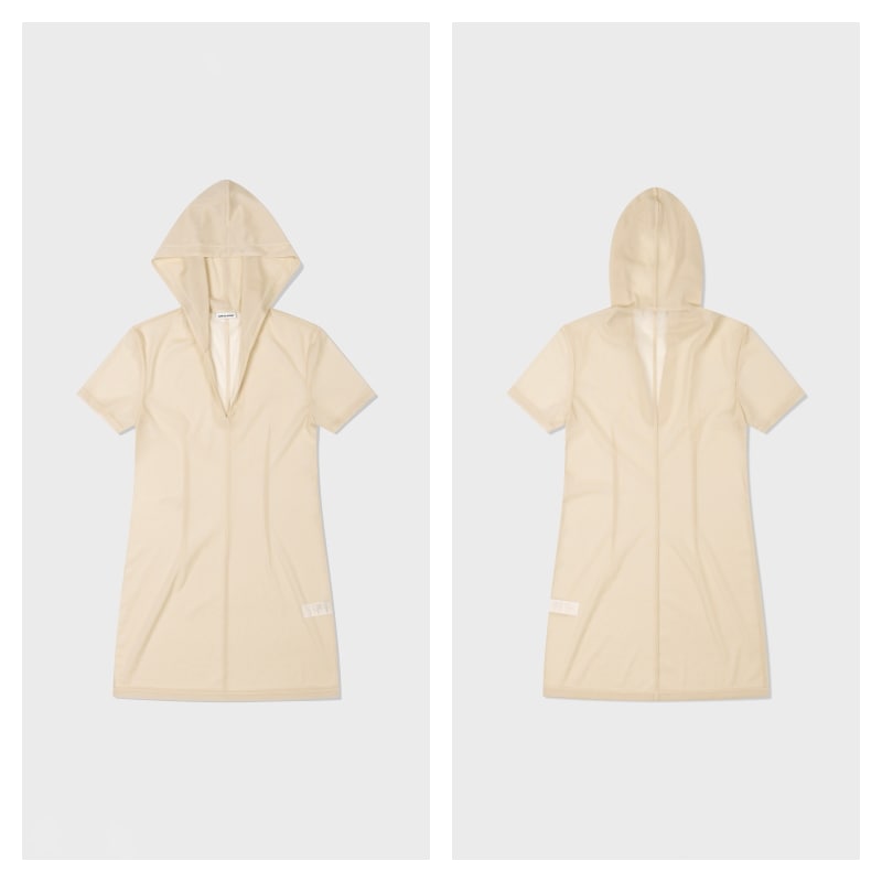 【LOW CLASSIC】 SEE-THROUGH HOODIE : LIGHT BEIGE