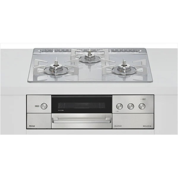 ビルトインガスコンロ 都市ガス用 両側強火タイプ 3口 60cm RHS31W38M14RNSTW-13A アローズホワイト DELICIA