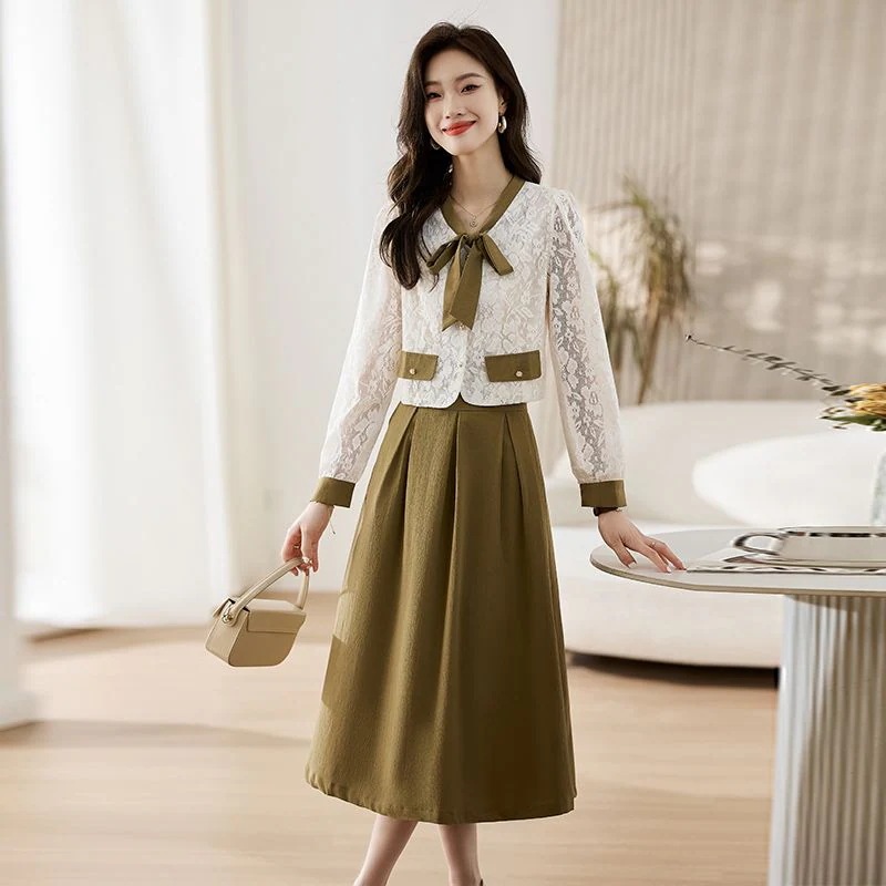 小香風スーツスカート2点セット24新韓国版気質洋気減齢感ワンピース