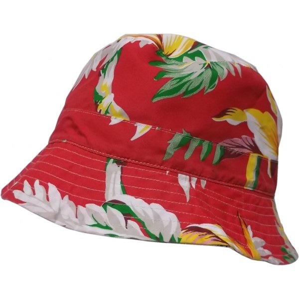 アロハ柄 ハット 帽子 レッド PR4-389