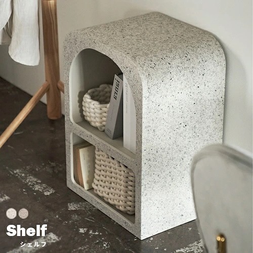 シック モダン テラゾー柄 おしゃれ 角丸 シェルフ 棚 飾り棚 2段 繊維板 おしゃれ シンプル 韓国 韓国インテリア 韓国雑貨 azm 家具 7,795円