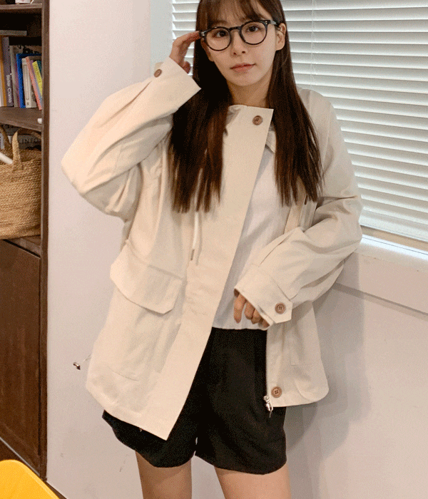 オーバーフィット フード ダブルポケット ジャンパー