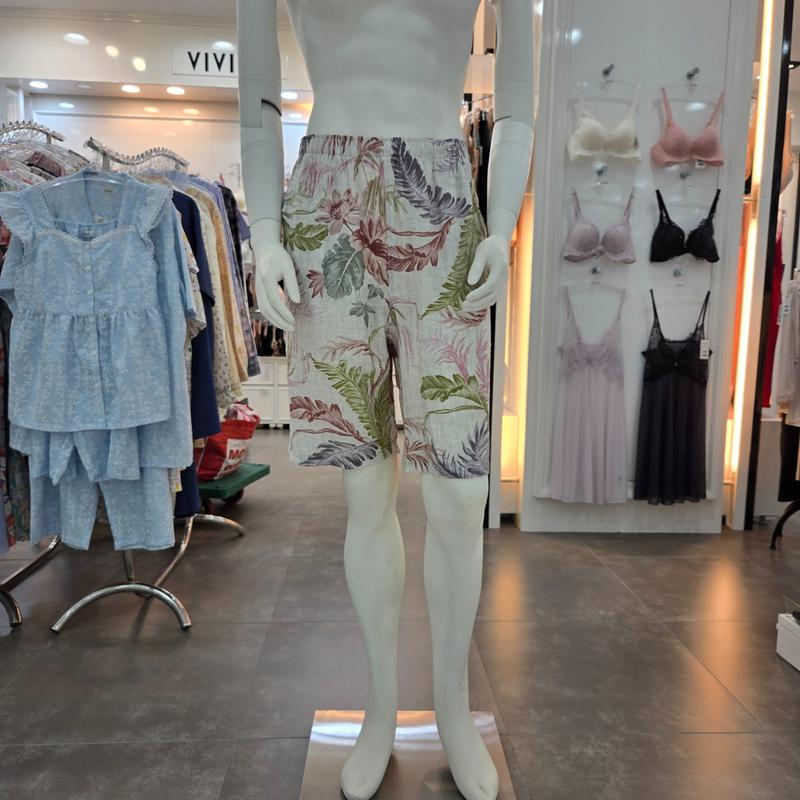 レーヨン混紡プリント男性用イージーウェア5分丈パンツ EZ2973B_HDD