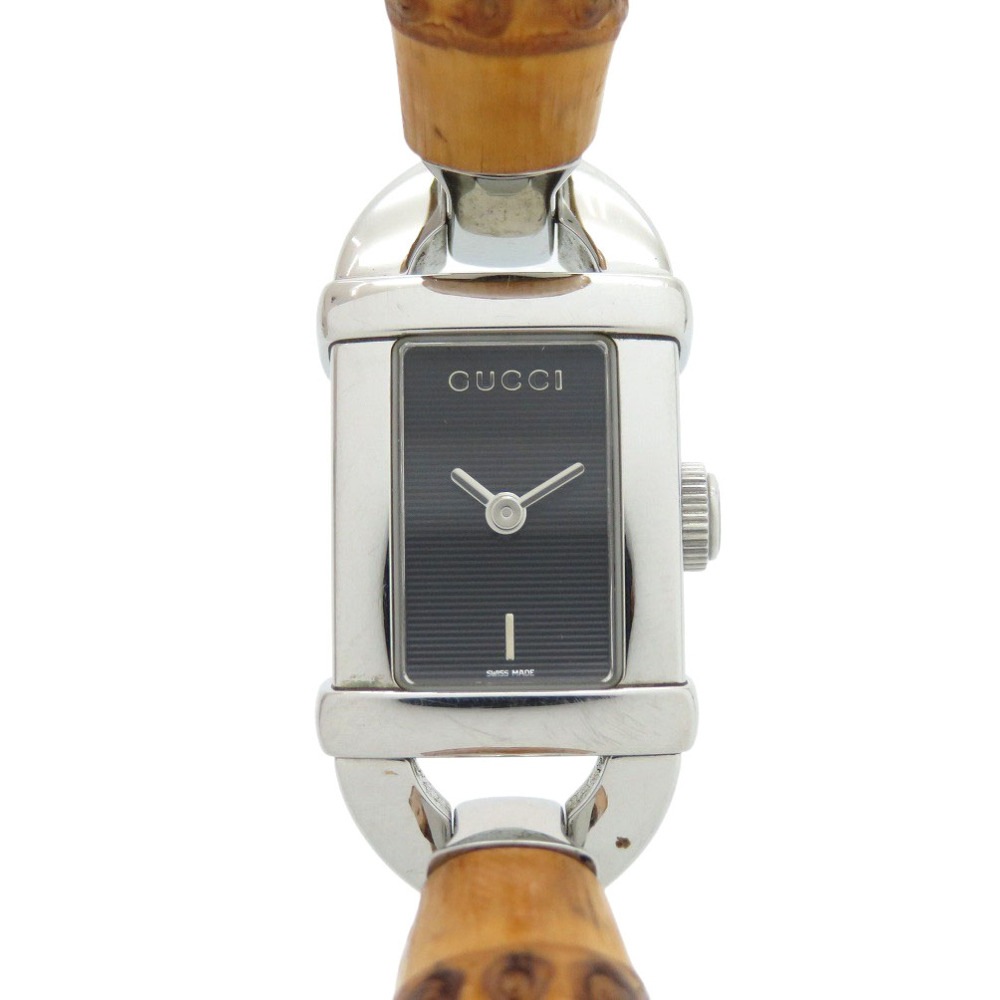 美品 クオーツ バンブー 6800L 腕時計 ステンレススチール/バンブー ブラック 1490【中古】 レディース