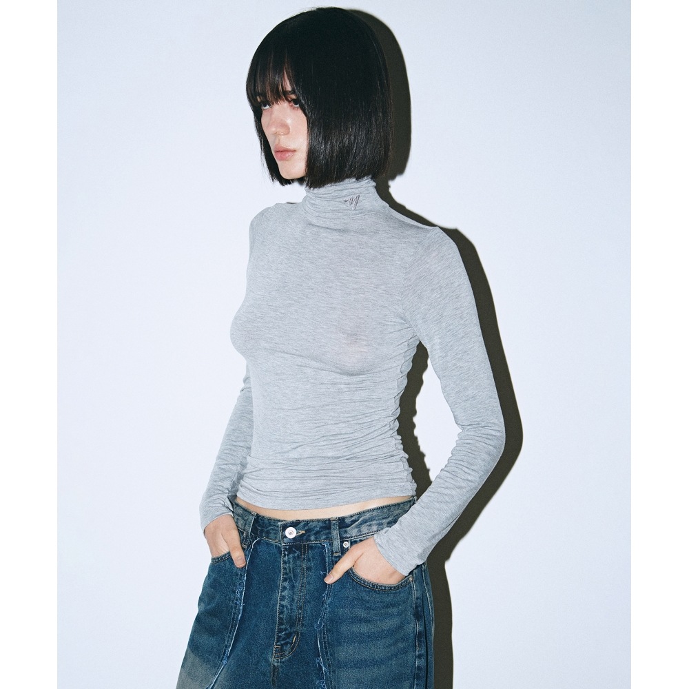 ニック&ニコール NN ロゴスパンインナータートルネック_グレー