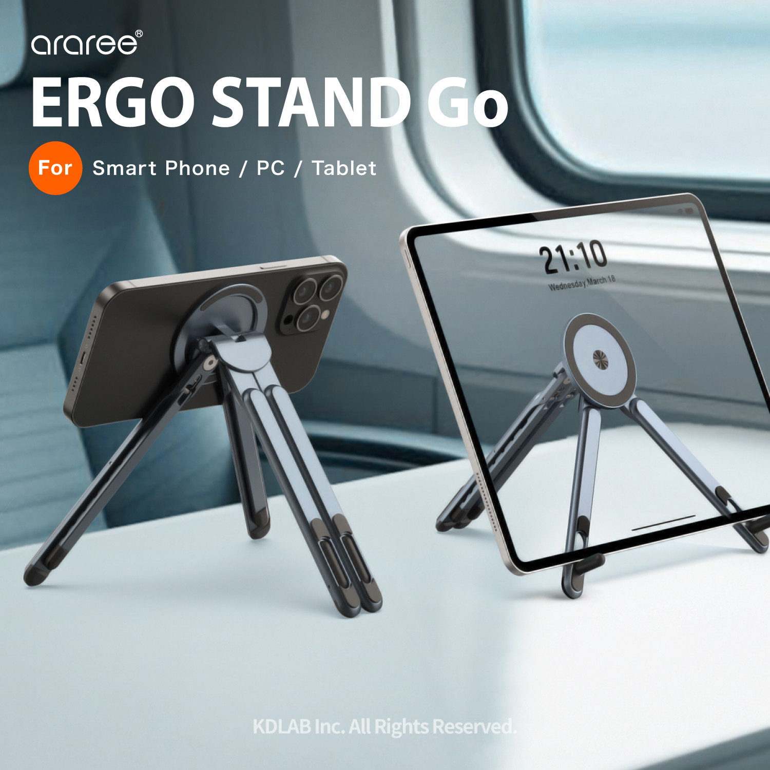 ノートパソコンスタンド 超軽量 小型 パソコンスタンド タブレット スマホスタンド 三脚 多機能 スタンド 角度調整可 折りたたみ式 軽量 携帯スタンド ERGO STAND Go