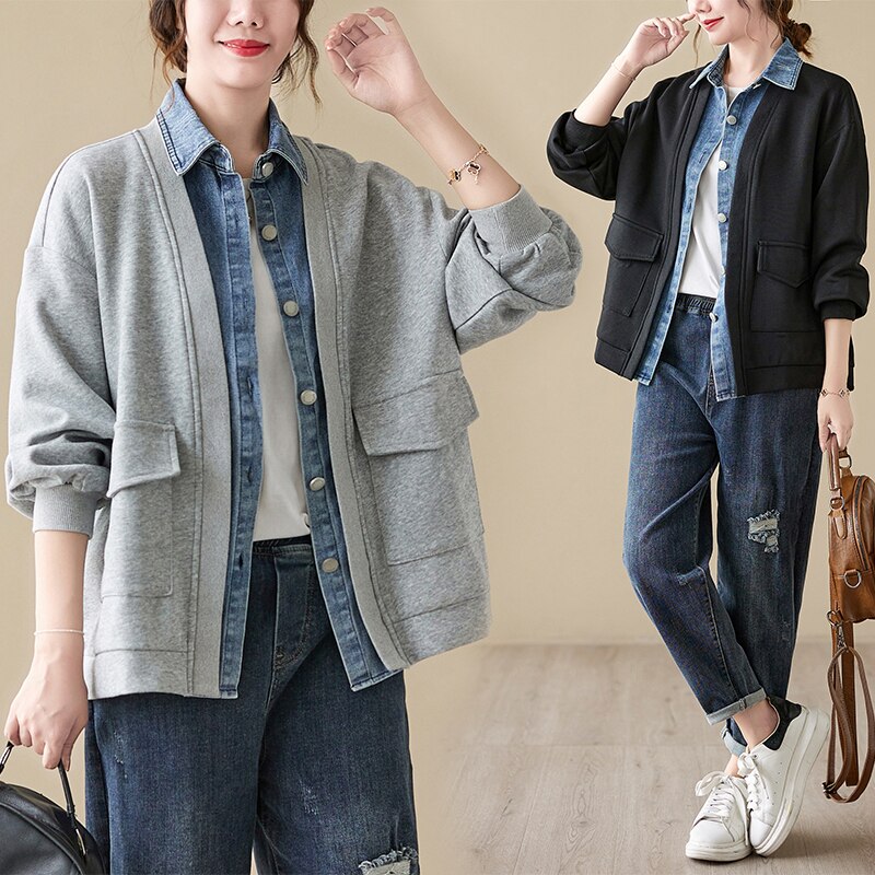 レイヤードトップス お洒落秋アウター日韓ゆとり大きいサイズジャケット野球服 ベースボールジャージ30%制限
