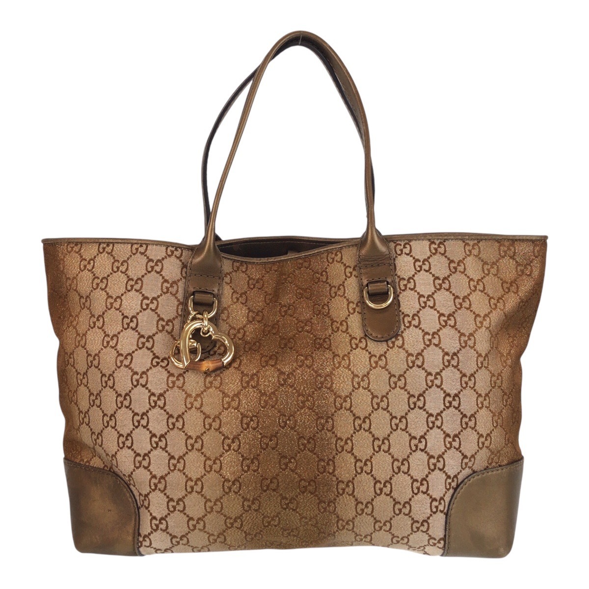 美品 ブラウン ゴールド金具 GGキャンバス/レザー 269956 トートバッグ ショルダーバッグ レディース 500316