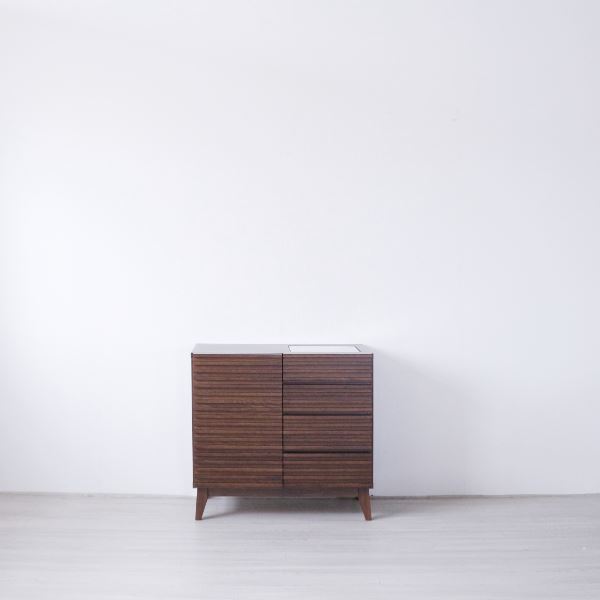 サイドボード 約幅80x奥行42.5x高さ74cm ブラウン オープンレール リビングボード ダイニング インテリア家具