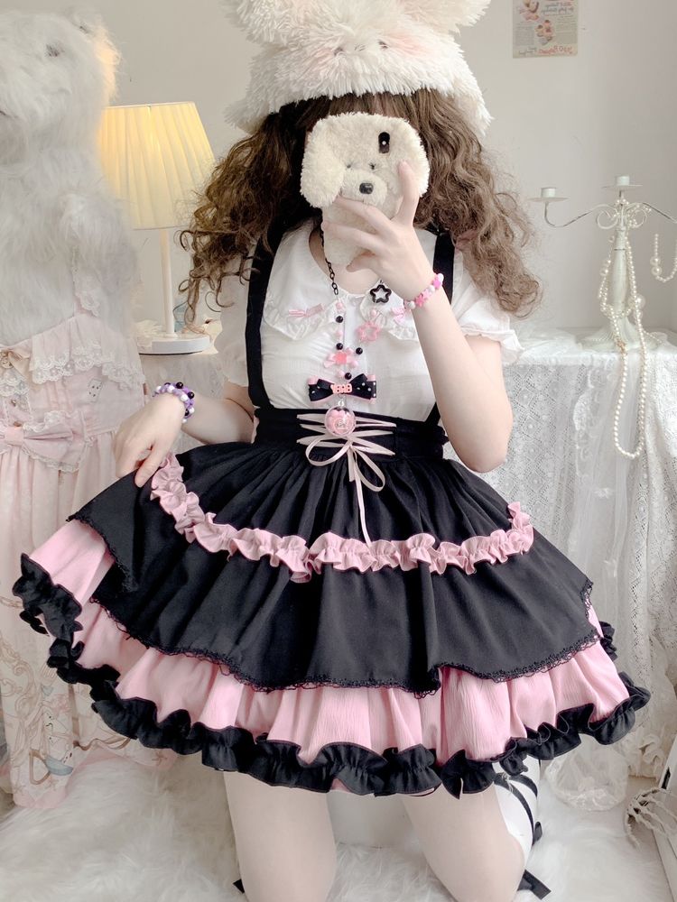 ロリータドレス JSK ショット丈 サロペットスカート  可愛らしい スカート