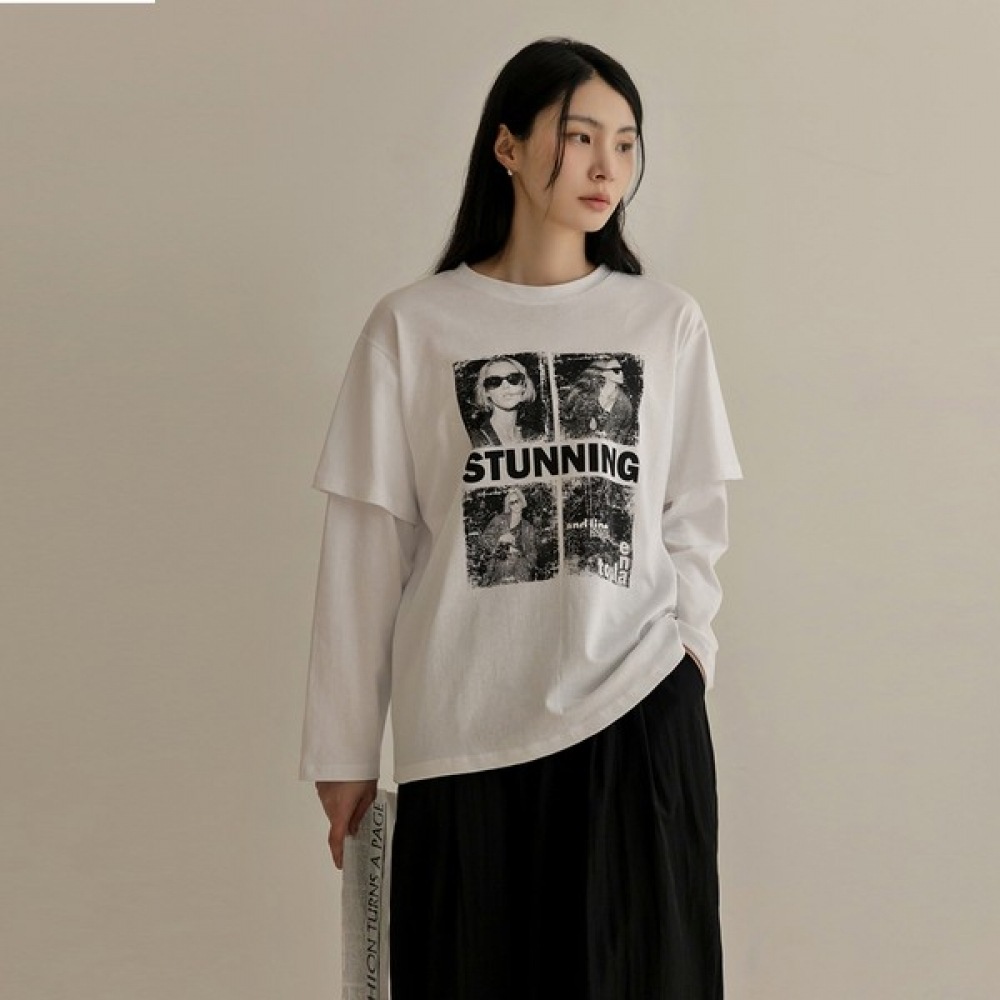 [Elysia] ヴィントヴィンテージ半袖レイヤードTシャツ