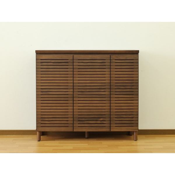 シューズキャビネット（ウォルナット） 幅約110cm [完成品］