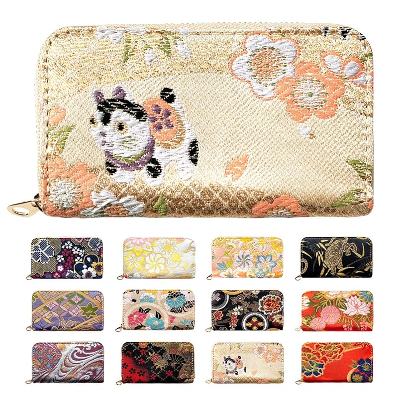 [leo&aoi] 西陣織 竹 コインケース ラウンドファスナー 小銭入れ 小銭ケース レディース 女性 着物 華やか 上品 高級 ケース 犬張子に手毬