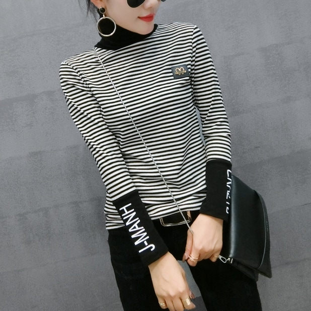 カットソー セーター 長袖 ハイネック タイト 切り替えデザイン リブ 伸縮性 厚手 ボーダー かわいい 大人可愛い シンプル カジュアル 大人 おしゃれ 大人カジュアル 大人女子 個性的