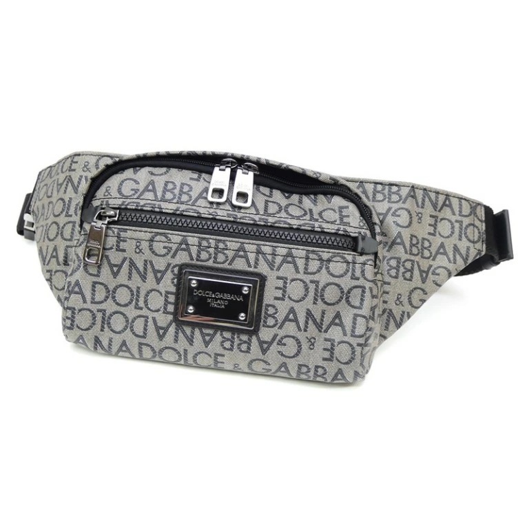 ドルチェ＆ガッバーナ Dolce&Gabbana ボディバッグ ウエストポーチ ロゴ ファニーパック BM2218 グレー 【中古】(68538)