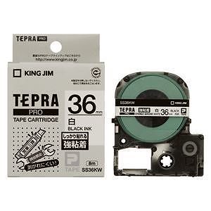 （まとめ買い）PROテープ強粘着タイプ白/黒文字 SS36KW 00017722 [x3]