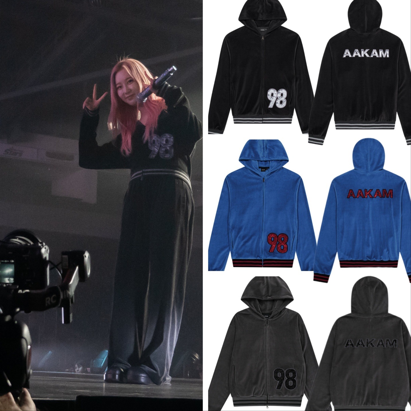 aespa ジゼル 着用 98 Patch Velour Zip-Up Hoodie 3色