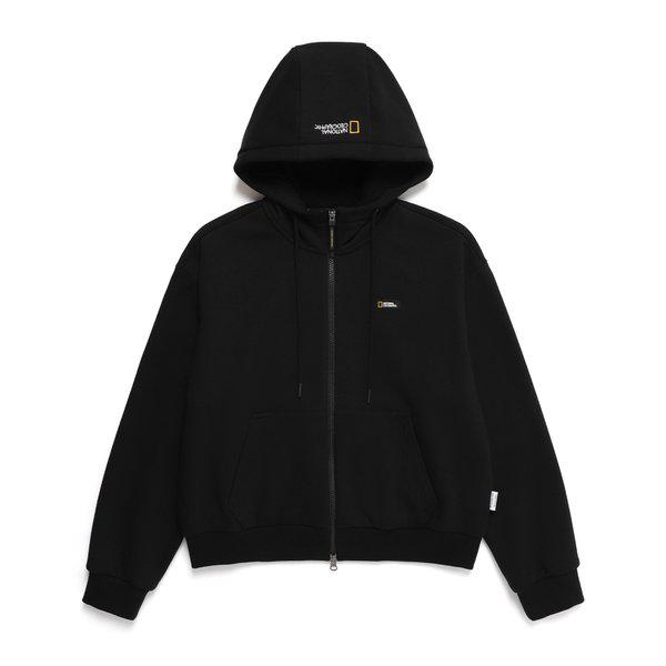 N244WFT910 女性 メイデン 裏起毛 フード付きジップアップ CARBON BLACK
