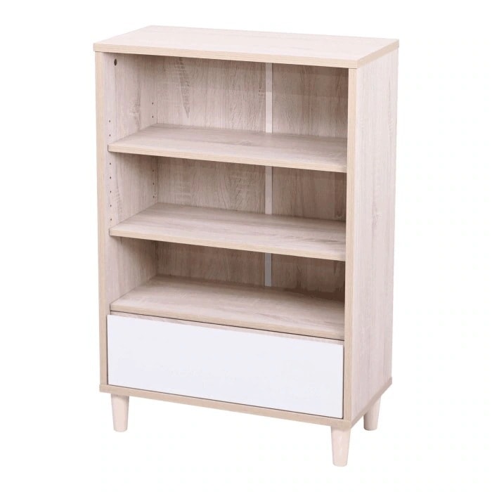 6デザインキャビネット オープンラック 木製 FSI-0001-NAWH ナチュラルホワイト