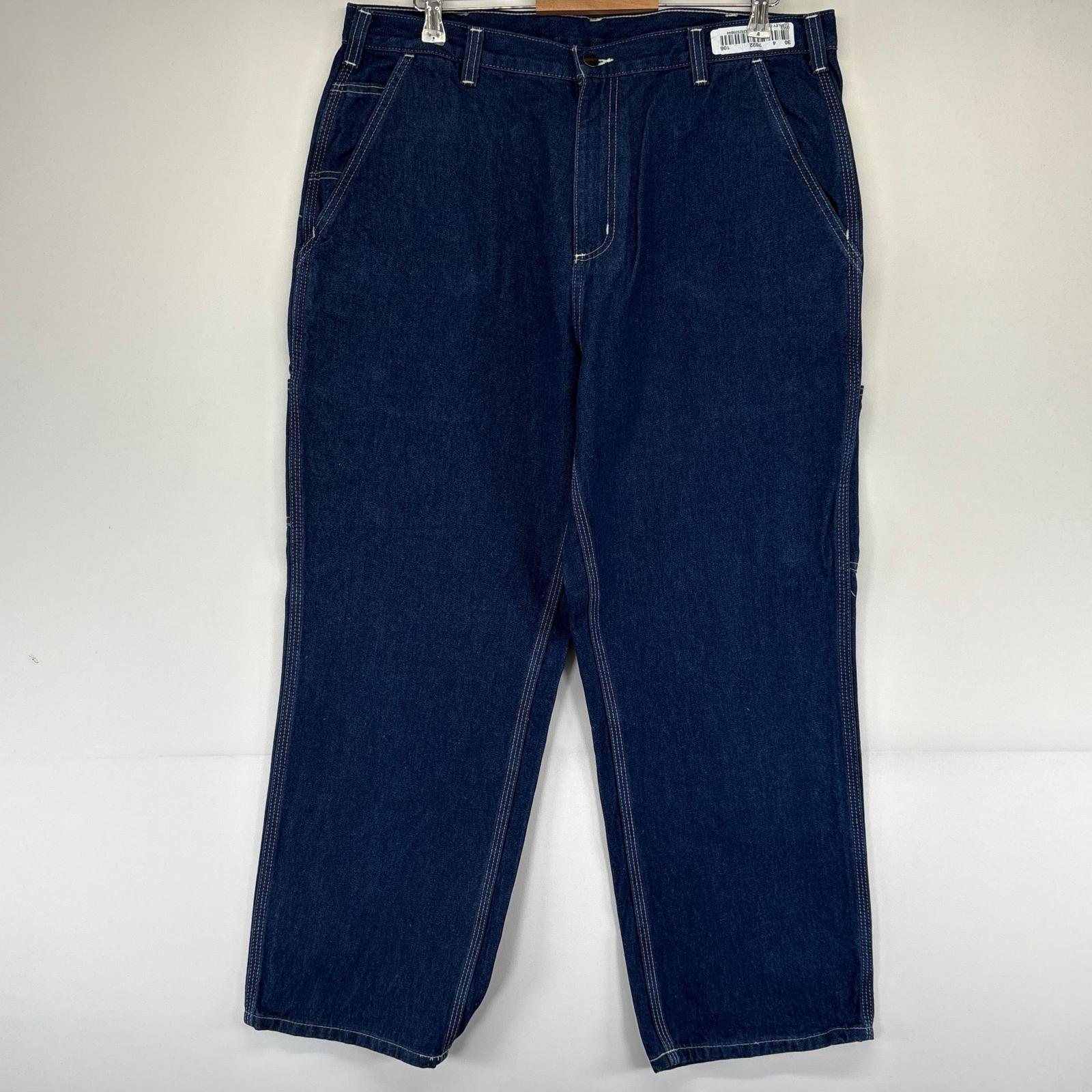 古着 デニム パンツ デニム ペインターパンツ 大きいサイズ ワークパンツ ワンポイント W38×L24 ブルー系 メンズ