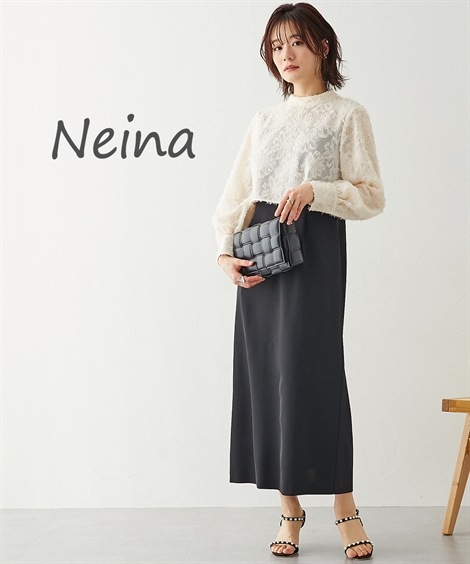 ドレス 結婚式パーティードレス カットジャガード切替ワンピースドレス 大きいサイズ有 Neina