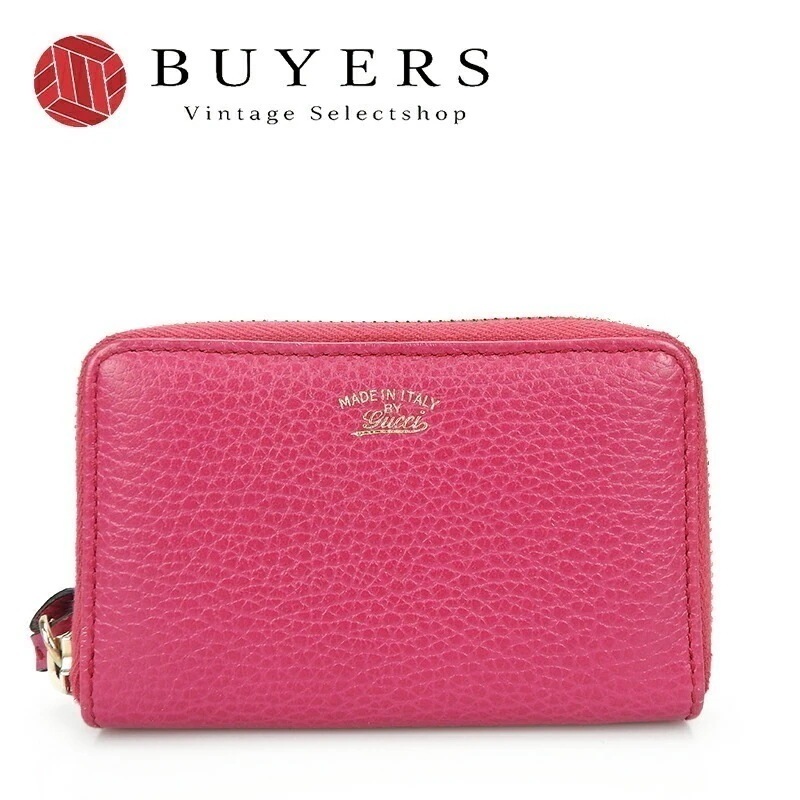 中古 GUCCI グッチ 368877 ラウンドファスナー コインケース スィング ジッピー ジップ ZIPP ピンク系 レザー 革 可愛い 小物 coincase【中古】