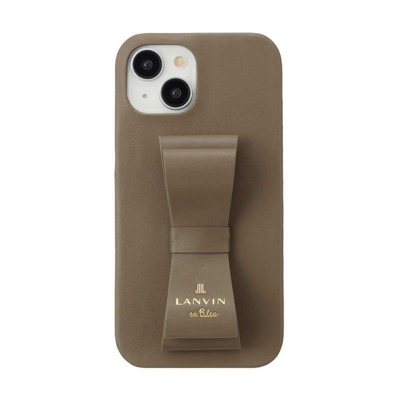 ランバン　Slim Wrap Case Stand ＆ Ring Ribbon iPhone 15 LANVIN en Bleu Greige　LBGRISRIP2361