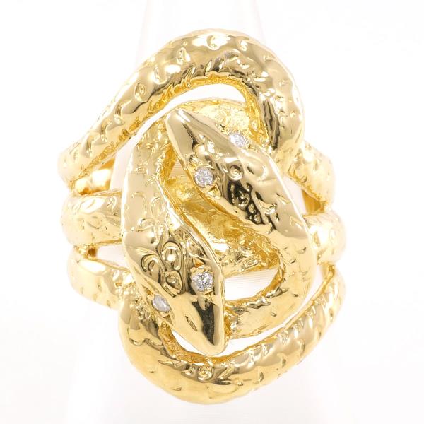 K18 18金 YG リング 指輪 13号 ダイヤ 0.05 カード鑑別書 ジュエリー 中古