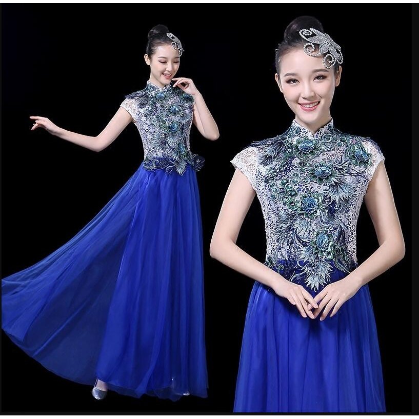 花嫁 ロングドレス イブニングドレス 演奏会 ピアノ 結婚式 発表会 パーティードレス 袖ありレース