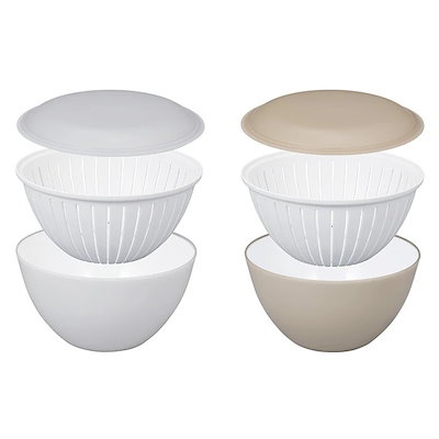 他サイト： ボウルセット 10役 キッチン 調理 料理 耐熱使用 電子レンジ 下ごしらえ 盛り付け 作る 食べる 楽 水切り 米とぎ 砂抜き 洗う ゆうパック発送(60cm)/耐熱レンジザルボウルセット 20cmの商品画像