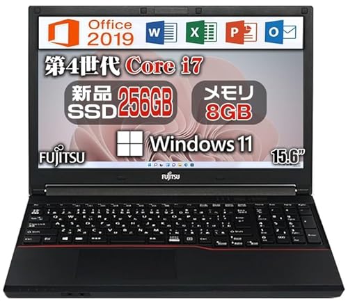 【整備済み品】富士通 ハイスペックノートPC 爆速第4世代Core i7/テンキー内蔵/Office 2019/Win 11/15.6型/無線WIFI/USB 3.0/HDMI/DVDドライブ/初期
