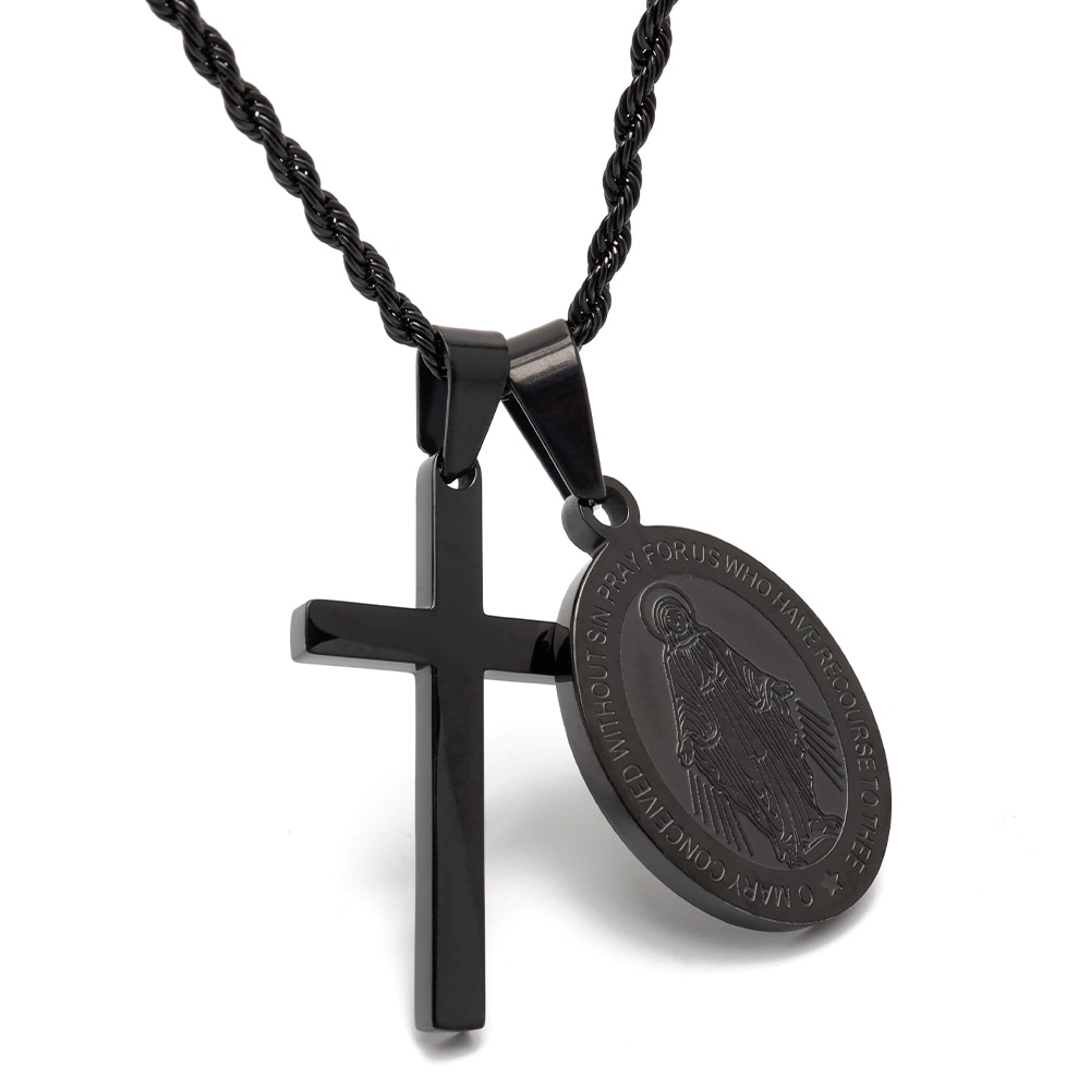 ステンレス クロスとマリアのネックレス [nc096-n665-n948]