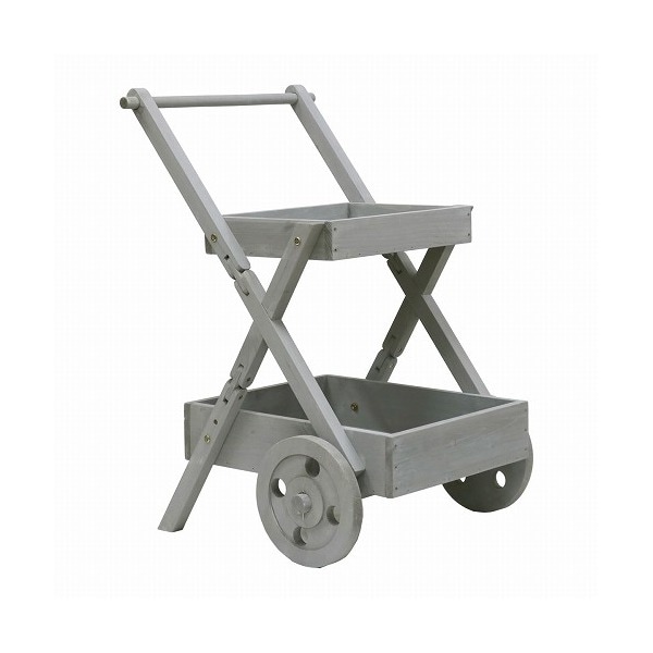 住まいスタイル 天然木製ワゴン型プランタースタンド グレー FW72GRY メーカー直送