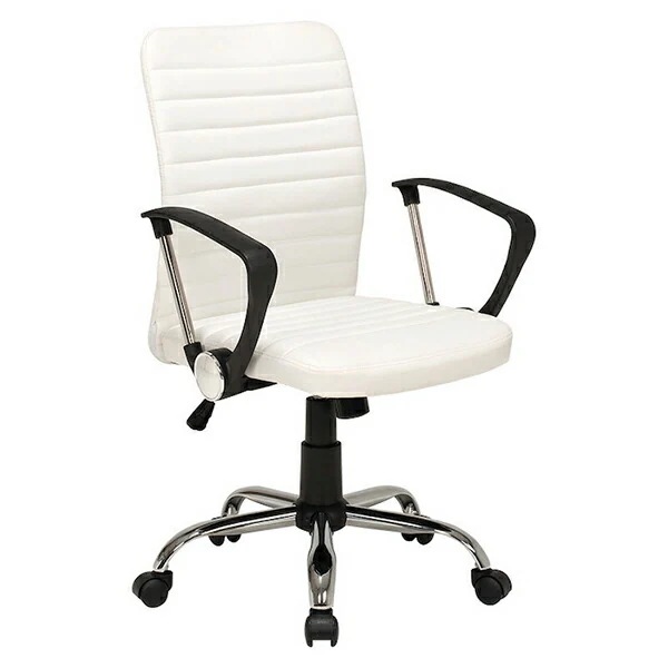 オフィスチェア（ホワイト）　LHC-4470WHシンプルなデザインのオフィスチェアPVC生地でお手入れが簡単